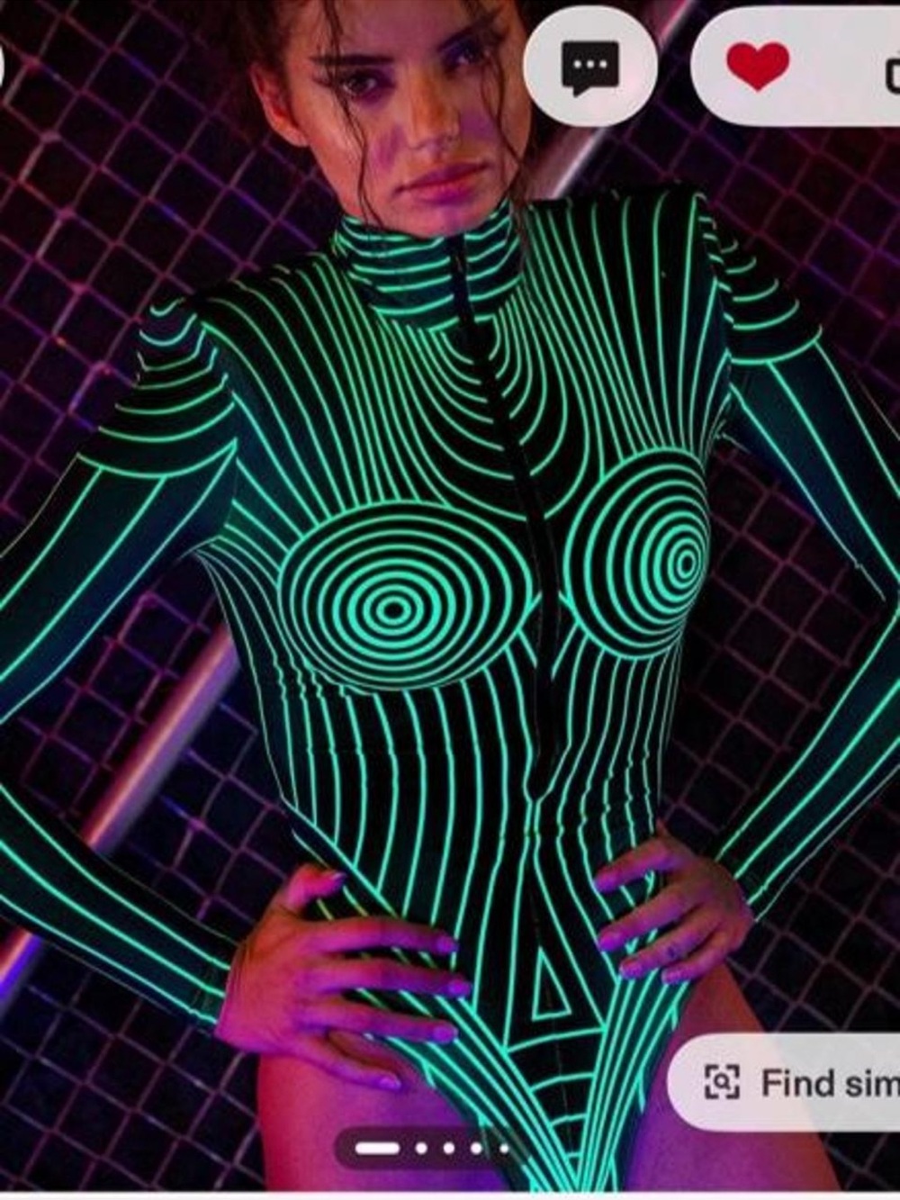 NEW Badinka Green Neon UV Glow Bodysuit good for festivals
